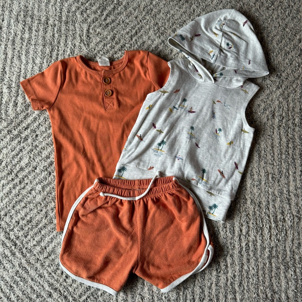 Little Road Co (formally Lulu + Roo) Sunset Orange and Surfer Outfit Bundle